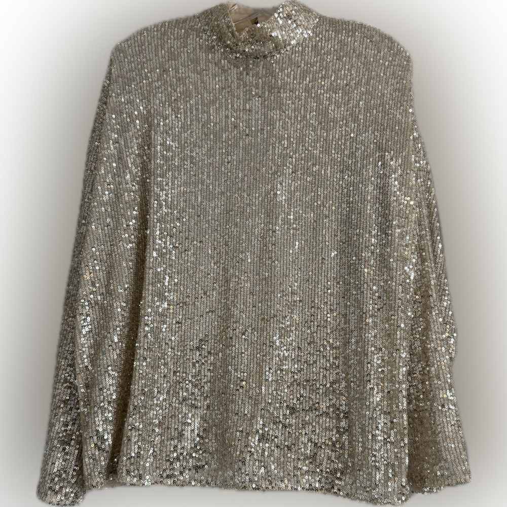 H&M Champagne Sequin long sleeve Top size S/M